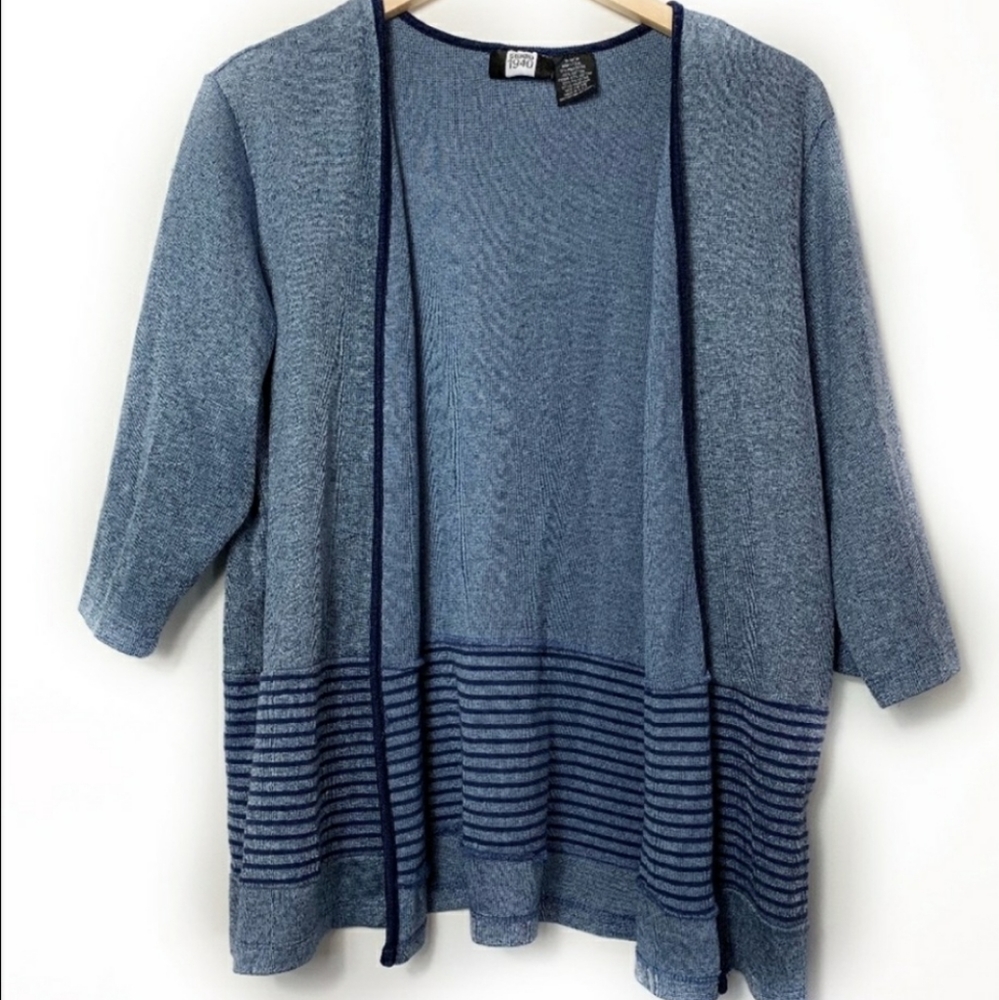 STUDIO 1940 Striped Open Front Cardigan